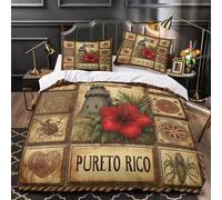 MXRMXR Juego 3 Piezas Microfibra PuertoRicoFlag Funda de Edredón Impresión 3D Fundas Almohada Transpirable Cultural Funda Edredon Cremallera Oculta for Adolescentes Super King（260x220cm）