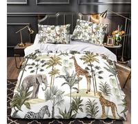 MXRMXR Juego 3 Piezas Microfibra Safari Animals Funda de Edredón Impresión 3D Funda Almohada Lavables Tropical Jungle Funda Edredon Cremallera for Familia Super King（260x220cm）