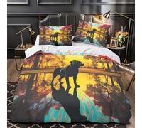 MXRMXR Tres Piezas Microfibra Black Perro Standing Funda Edredon Impresión 3D Fundas Almohada Transpirable Surreal Bosque Juego Fundas Edredón for Adultos King（220x240cm）