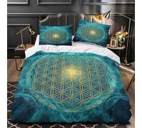 MXRMXR Tres Piezas Microfibra de poliéster Sacred Geometry Funda de Edredón Estampado 3D Funda Almohada Suave Spiritual Mandala Juego Fundas Edredón for Adolescentes Double（200x200cm）