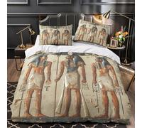 MXRMXR Tres Piezas Microfibra Suave Ancient Egypt Funda de Edredón Cremallera Fundas Almohada Transpirable Pharaohs Juego Fundas Edredón for niños Single（140x200cm）