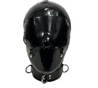 MXRYSQY Adultos Látex Cabeza Cubrir con Cremallera Trasera y Mascarillas Ojos Boca para Disfraces de Discoteca Ropa de Fiesta(Size:m)