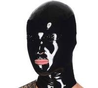 MXRYSQY Hecha a Mano Máscara de Goma Mascarilla Negra con cremallera en la parte posterior solo la Boca Expuesta (Size:M)