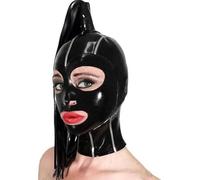 MXRYSQY LáTex Cabeza Cubrir Capucha de Goma con Cremallera Trasera Hecho a Mano para Cosplay Fiesta con Peluca para Unisex(Size:XXL-73CM)
