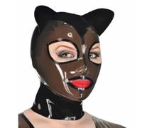 MXRYSQY Lattice Testa Coperchio Orecchie di Gatto lattice Maschera per la testa Cappuccio in latex per Gioco di Ruolo di Party(Size:S-63CM)