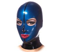 MXRYSQY Máscara de Látex Azul con Cremallera Trasera para Fiesta de Halloween para Cosplay de Club(Size:M)
