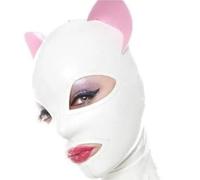 MXRYSQY Máscara de látex con Capucha de Goma Sexy Disfraz de Club Cremallera Trasera con Decoración de Orejas de Gato(Size:m)