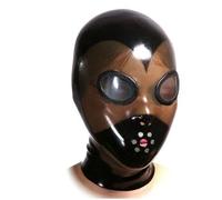 MXRYSQY Sexy Capucha de Natural Goma máscara Con Cremallera Trasera Ojos Abiertos y Boca para Cosplay Fiesta Ropa de Club(Size:M)