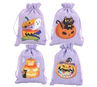 Mxshc Bolsas De Sorpresas De Halloween Con Cordón,Sacos De Fantasma Y Calabaza Para Dulces - 4 Unidades Bolsas Portátiles Con Cordón Para Colegio, Fiesta, Guardería, Aula, Golosinas, Tentempiés