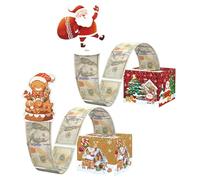 Mxshc Caja de extracción de dinero de Navidad, Caja de extracción de dinero - Saque el titular del efectivo Porta billetes Caja de efectivo,Exquisitas cajas navideñas de dinero festivo para familias,