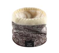 Mxshc Calentador de cuello de invierno de doble capa con forro polar térmico para invierno y clima frío, bufanda de punto para mujeres y hombres, otoño e invierno, 20 x 24 cm, Color crema, Refer to
