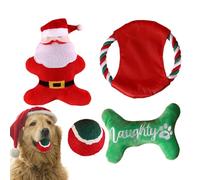 Mxshc Juguete masticable de Navidad para Perros, Juguete de Peluche para Mascotas, Juguete temático de Navidad, Reduce el aburrimiento en Interiores, Disco y Bola Que Hace Sonido, Juguetes