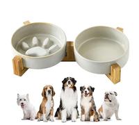 Mxshc Lento para Cachorros | Set De Bowl De Cerámica con Diseño De Patita para Comida Y Agua,Cuencos para Mascotas Interior Exterior Jardín Camping