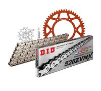 MXT Juego de cadena DID de aluminio 520ZVM-X/118 remache de bloqueo naranja para KTM SX-F, Husqvarna FC 250 ccm Bj. 2018-2020