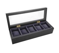 Mxtech Watch Box Watch Showcase Varnish Jewelry Display Box, Caja de Almacenamiento de Relojes, para Hombres y Mujeres(Black)