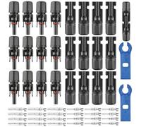 MXTIMWAN 12 Pares Conector Solar Fotovoltaico, Conectores Para Paneles Solares con 2 Llaves, Macho/Hembra Conector, Conector de Panel Solar para Sistema Fotovoltaico