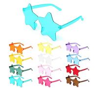 MXTIMWAN 12 Pares Gafas de Forma Estrella, Gafas de Sol Sin Marco, Gafas de Sol Transparentes de Color Caramelo para Fiesta de Cumpleaños, Cosplay, Despedida de Soltera