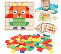 MXTIMWAN 120 Piezas Bloques de Patrones de Madera, Montessori Puzzle de Madera con 20 Tarjetas de Diseño, Juguetes Montessori Niños 3 4 5 6 Años, Juguete de Tangram para Niño, Niña