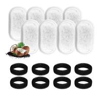 MXTIMWAN 16 Piezas Filtros de Fuente para Gatos, 8 Filtros de Carbón y 8 Esponjas de Espuma para 3,2 L Fuentes de Acero Inoxidable, Filtros Fuente con Carbón Activo