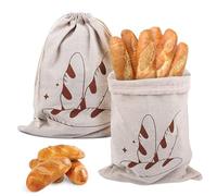MXTIMWAN 2 Piezas Bolsa de Pan de Lino con Cordón,Bolsa de Almacenamiento de Pan,Multifuncional Bolsas de Almacenamiento de Pan,Reutilizables,Bolsa pan Tela para Verduras,Frutas,Nueces,Granos-29×40 cm