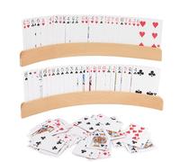 MXTIMWAN 2 Piezas Soporte para Juego de Cartas, Soporte para Naipes de Madera, Soporte para Poker Naipes, Soportes de Naipes de Diseño Curvo para Niños, Adultos, Personas De Edad Avanzada