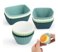 MXTIMWAN 24 Piezas Moldes de Silicona para Muffins, Moldes Magdalenas Siliconas Reposteria Moldes para Muffins de Siliconas Antiadherentes Reutilizables, para Hornear,Muffins, Aptos para Lavavajillas