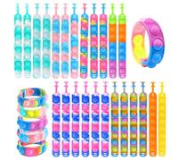 MXTIMWAN 24 Piezas Pop it Fidget Toy Set, Pulsera de Silicona de Descompresión para Niños y Adultos, Pulsera de Juguete Fidget para Fiesta Cumpleaños Clase, Regalos Cumpleaños Niños