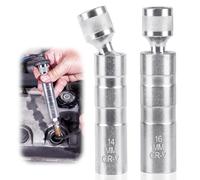 MXTIMWAN 2pcs Llave Bujía 14mm/16mm, Llave De Bujias Giratoria Magnéticas Universale, Herramientas de Extracción de Bujía, 3/8 Pulgadas 12 Puntos Llave Magnética para Bujías