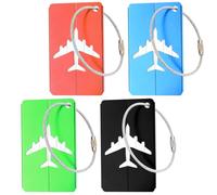 MXTIMWAN 4 Etiquetas de Equipaje de Aluminio con Tarjeta, Etiquetas para Equipaje con Etiqueta de Dirección Etiquetas con Anillos de Acero Bolso ID Tag para Bolsas de Equipaje,Maletas y Mochilas