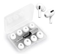 MXTIMWAN 4 Pares Almohadillas Auriculares De Repuesto para Airpods Pro/Pro 2 con Agujeros de Reducción de Ruido con Caja De Almacenamiento Portátil Y 1 Bolígrafos Limpiadores (XS/S/M/L)