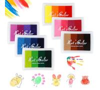 MXTIMWAN 6 Piezas Almohadilla Tinta Niño, 24 Colores Rainbow Almohadilla de Tinta, Tinta Huellas Dactilares para Sellos, Manualidades, Niños de Dibujo, DIY Stamp, Pintura de Dedo