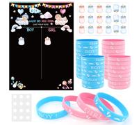 MXTIMWAN 77 Piezas Kit de Voto de Revelación de Género, Fiesta de Revelación de Sexo Decoración Incluye Género Póster de Voto, Pegatinas, Team Boy y Girl Pulseras para Fiesta de Baby Shower