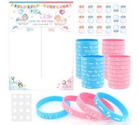 MXTIMWAN 77 Piezas Kit de Voto de Revelación de Género, Fiesta de Revelación de Sexo Decoración Incluye Género Póster de Voto, Pegatinas, Team Boy y Girl Pulseras para Fiesta de Baby Shower (Blanco)