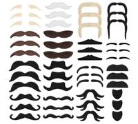 MXTIMWAN Bigote Postizo, 48 Piezas de Bigotes Falsos, Pelo Facial Realista, Novedosos Bigotes Autoadhesivos Reutilizable para Carnaval, Fiestas de Disfraces, Halloween y Fiestas Temáticas