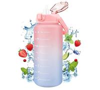 MXTIMWAN Botella de Agua Deportiva 2l, Botella Deportiva con Marcador de Tiempo Motivadora y Pajita, Sin BPA, a Prueba de Fugas, Botella para Agua para Gimnasio, Al Aire Libre, Running, Bicicleta
