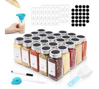 MXTIMWAN Botes para Especias, 24 Piezas Botes Especias Cristal, 120ml Tarros Especia Cuadrados Frascos para Especia Pequeños Spice Jars con con Tamiz, Etiquetas, Embudo