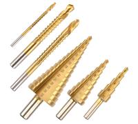 MXTIMWAN Broca Escalonada Para Metal,6 Piezas,Brocas Escalonadas para Metal,Brocas Cortas High Speed Steel,Broca Conica Ranura Recta 4-32mm,4-20mm,4-12mm para Acero, Madera Latón, Aluminio, PVC