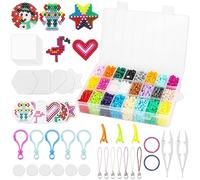 MXTIMWAN Cuentas para Planchar, 4200 Cuentas de Hierro Fusibles 5mm, 24 Colores Beads Kit Completo con Papel de Planchar, Plásticos Abalorios Beads Plantilla para Niños Cumpleaños, Navidad,Fiesta