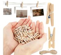 MXTIMWAN Mini Pinzas Madera Pequeñas, 200 Piezas Clips de Fotos de Madera, Natural Mini Pinzas de Madera, Clip de Madera para Colgar Fotos, para Manualidades, Fotos, Postales, Decoración