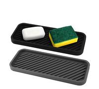 MXTIMWAN Organizadores para Fregadero de Silicona, 2 Unidades Esterilla de Goteo, 22.8 cm x 9 cm Soporte para Estropajos, Cepillos o Jabón