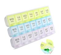 MXTIMWAN Pastillero Semanal, Pastillero Diario Grande con 3 Colores, Multicolor Organizador Pastillas 7/21 Dias y Dispensador Comprimidos con 21 Compartimentos para Viaje, Vitaminas