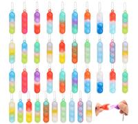 MXTIMWAN Pop Fidget It Toy, 40 Piezas Mini Push Pop It Fidget Toy Llavero, Squeeze Bubble Llavero Juguete, Squeeze Bubble Llavero Juguete para Niños y Adultos Aliviador Antiestrés Juguete
