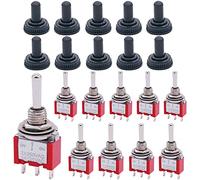 mxuteuk 10 piezas Mini interruptor de palanca SPDT 3 posiciones 3 pines ON/OFF/ON AC 125V 5A con tapa impermeable MTS-103