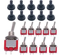 mxuteuk 10 piezas Mini interruptor de palanca SPST 2 posiciones 2 pines ON/OFF AC 125V 5A con tapa impermeable MTS-101