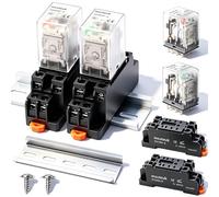 mxuteuk 2 piezas HH52P DC 12V Bobina 8 pines 5A DPDT Indicador LED Relé de potencia electromagnético con base de,con riel DIN de aluminio ranurado