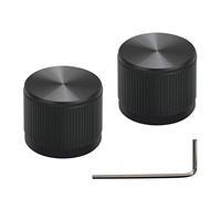 mxuteuk 2 piezas negro aleación de aluminio potenciómetro perilla de control volumen audio guitarra eléctrica bajo tornillo tipo 21 x 17 mm (diámetro * altura) KNOB-05-BK