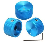 mxuteuk 3 piezas azul aleación de aluminio potenciómetro perilla de control volumen audio guitarra eléctrica bajo tipo de tornillo 25 x 15,5 mm (diámetro * altura) KNOB-06-25BU