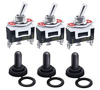 mxuteuk 3 piezas Interruptor de palanca basculante de alta resistencia 20A 125V SPDT 2 posiciones 3 pines interruptor ON/ON con tapa impermeable de murciélago de metal Ten-1121-3mz-B102