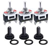 mxuteuk 3 piezas Interruptor de palanca basculante de alta resistencia 20A 125V SPDT 3 posiciones 3 pines interruptor ON/OFF/ON con tapa impermeable de murciélago de metal Ten-1122-3mz-B103