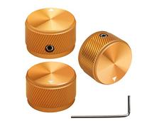 mxuteuk 3 piezas oro aleación de aluminio potenciómetro perilla de control volumen audio guitarra eléctrica bajo tipo de tornillo 25 x 15,5 mm (diámetro * altura) KNOB-06-25GLD